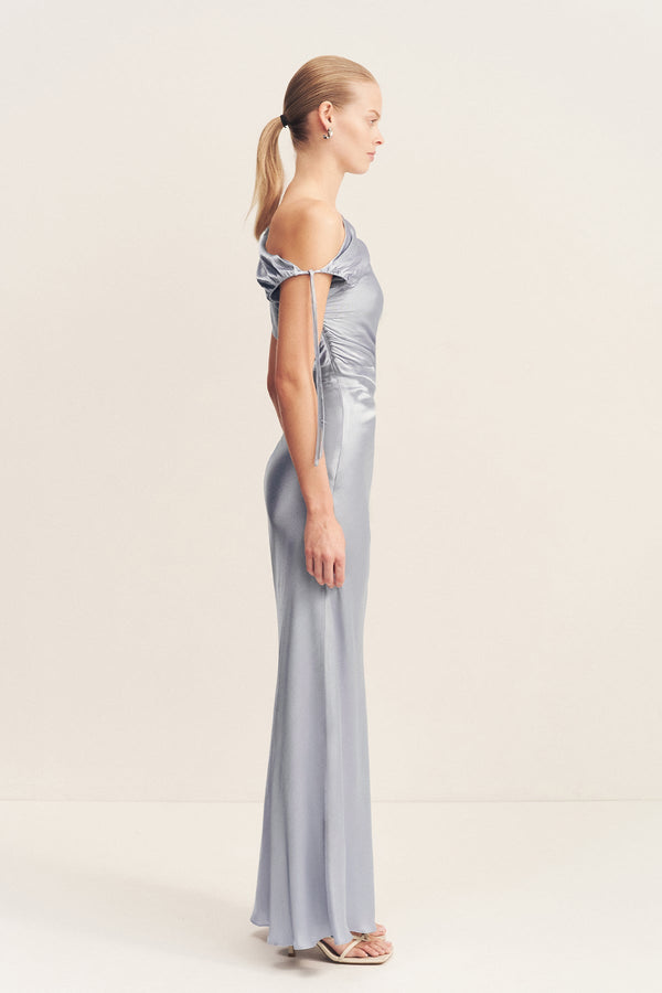 LA LUNE GATHERED MAXI DRESS - POWDER BLUE