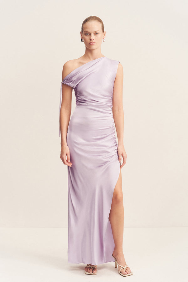 LA LUNE GATHERED MAXI DRESS - LILAC_F