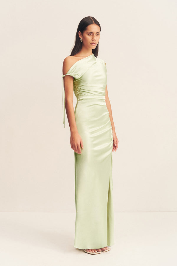 LA LUNE GATHERED MAXI DRESS - KEY LIME