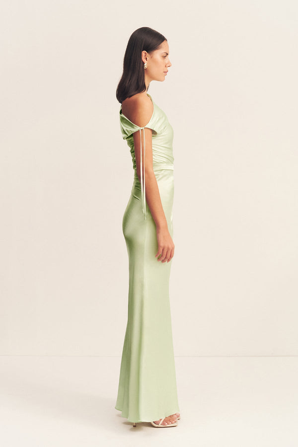 LA LUNE GATHERED MAXI DRESS - KEY LIME