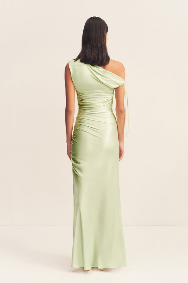 LA LUNE GATHERED MAXI DRESS - KEY LIME