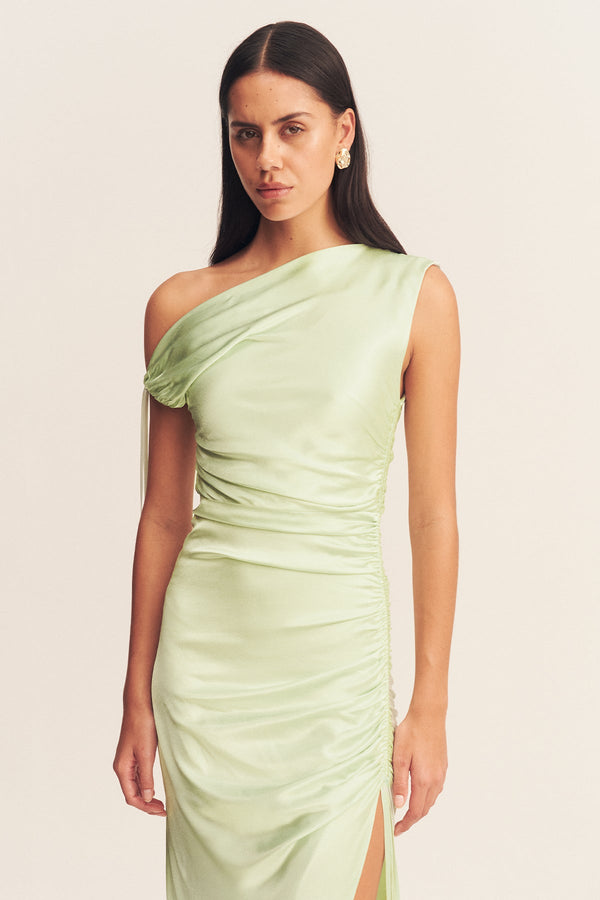 LA LUNE GATHERED MAXI DRESS - KEY LIME