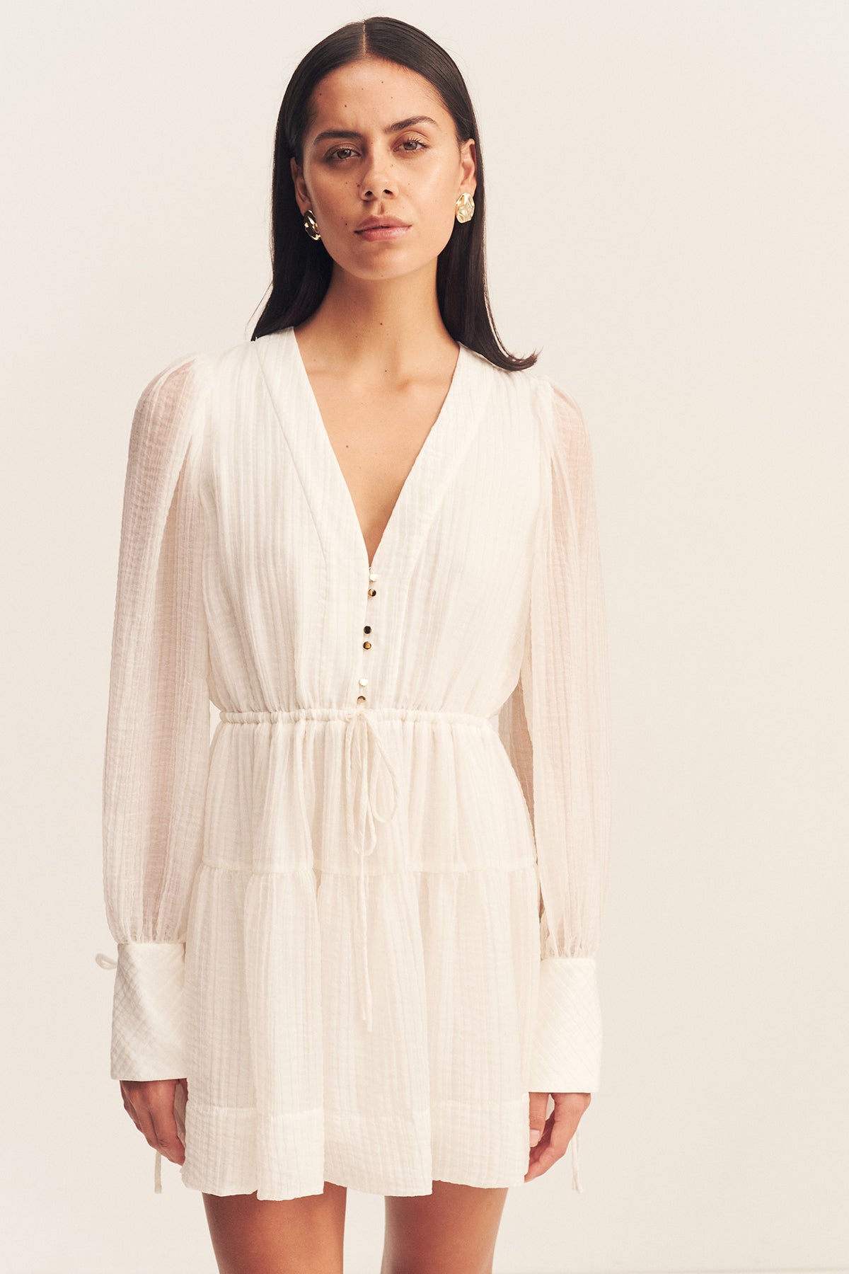 【Anaak/アナーク】 LONG SLEEVE MINI DRESS Anaak Valentina Long-Sleeve Mini Dress in Night Green