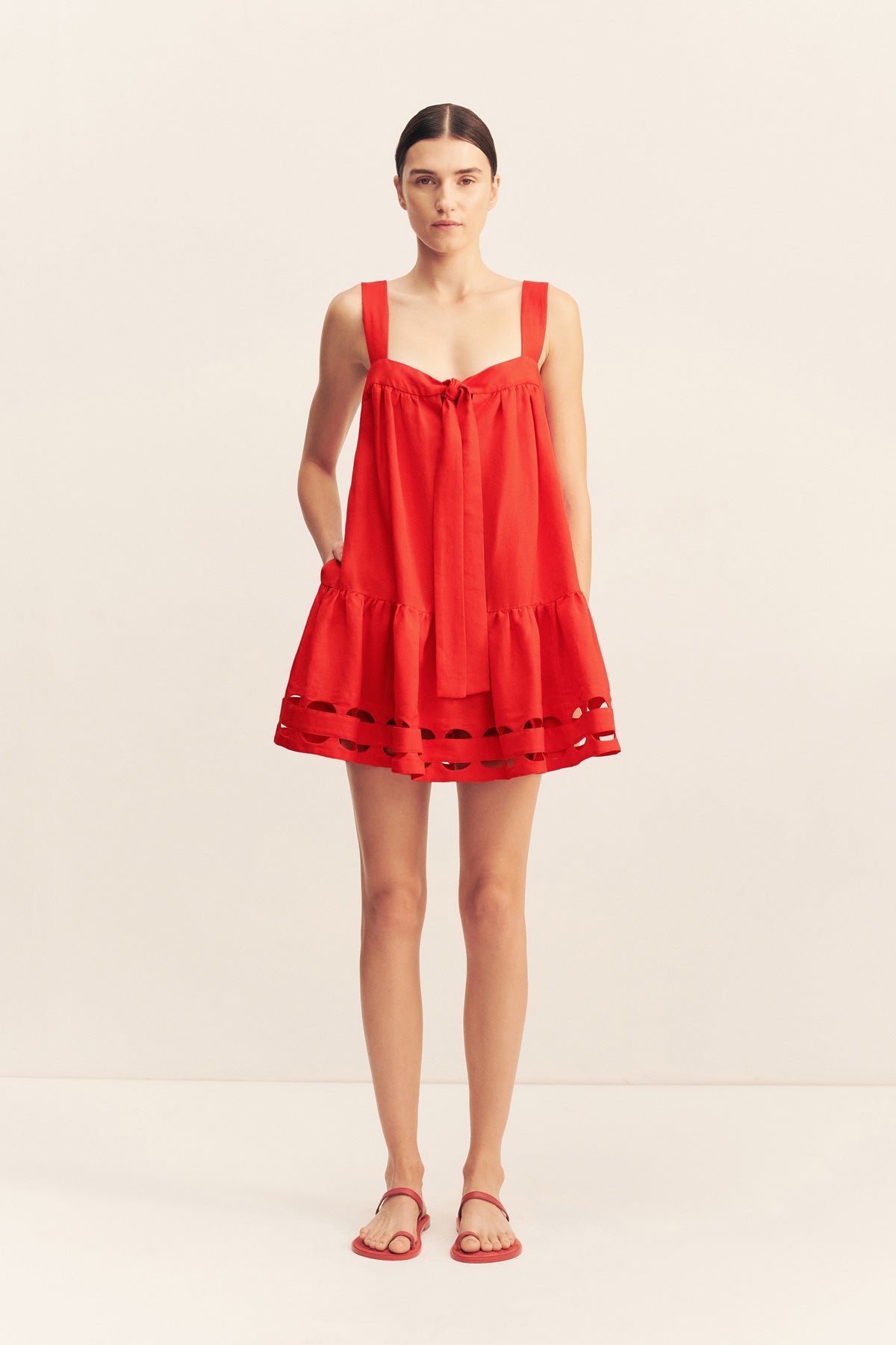 Birdie Scallop Tiered Mini Dress | Red Rose | Dresses | Shona Joy