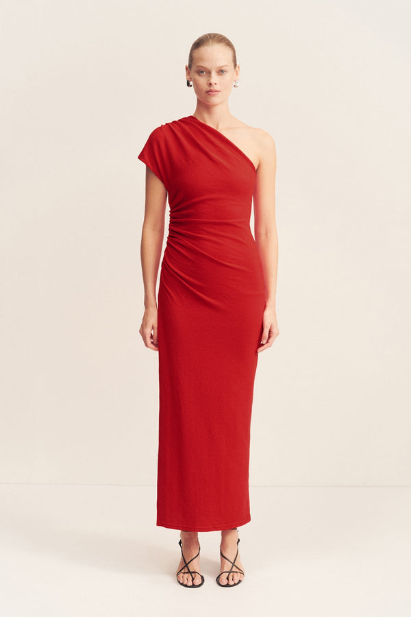 BEAU ASYMMETRICAL MIDI DRESS - CHILLI_F