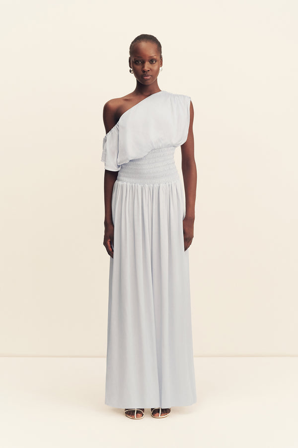 AGNES SHIRRED ASYMMETRICAL BLOUSON MAXI DRESS - SKY_F