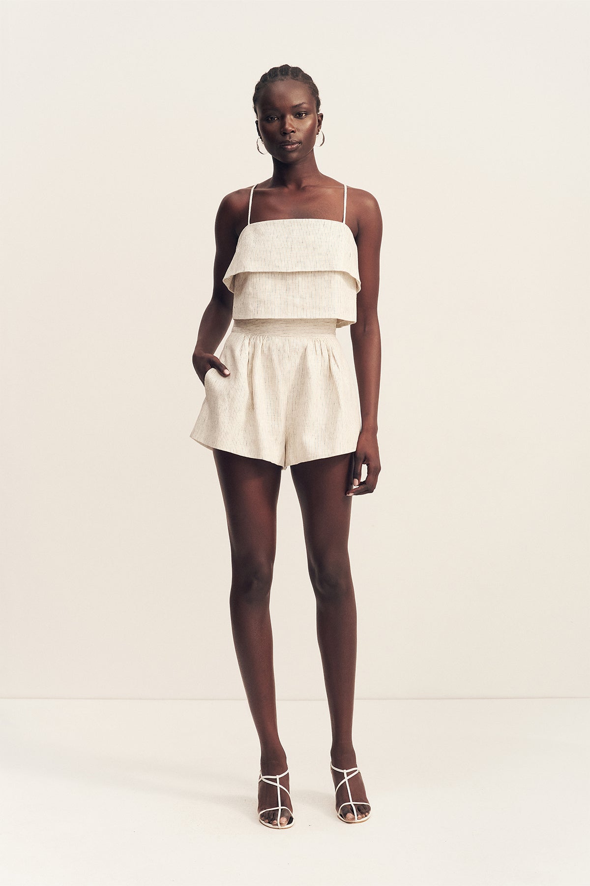 Alto Cropped Cami | White Pinstripe | Tops | Shona Joy – Shona Joy US