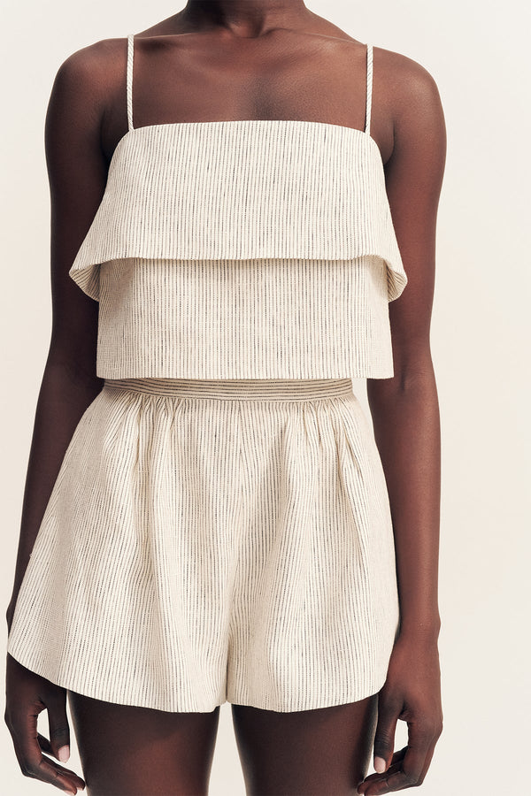 ALTO TEXTURED LINEN HIGH WAISTED SHORT