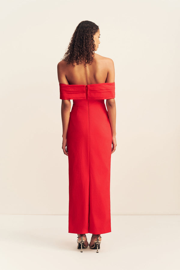 CAMPBELL OFF SHOULDER FITTED MAXI DRESS - GOJI