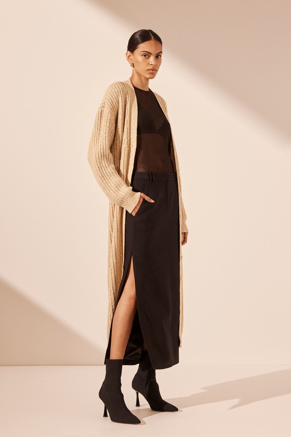 nuyuh tulle knit cardigan ivory