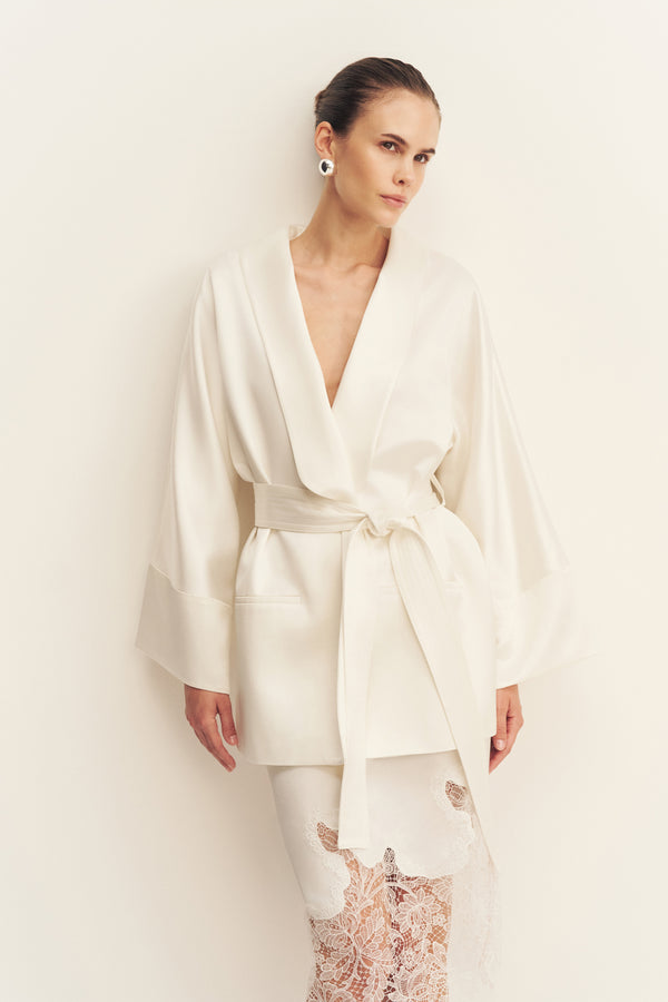 SAVANNA BELTED JACKET - IVORY