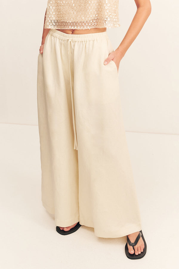 GIGI WIDE LEG PANT - ECRU