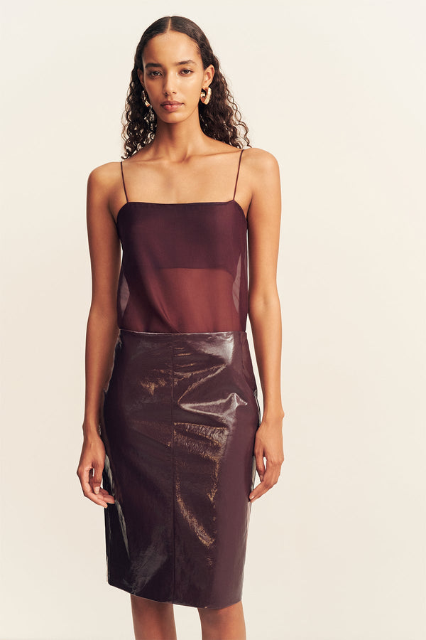 LILOU PATENT MIDI SKIRT - PORT ROYALE