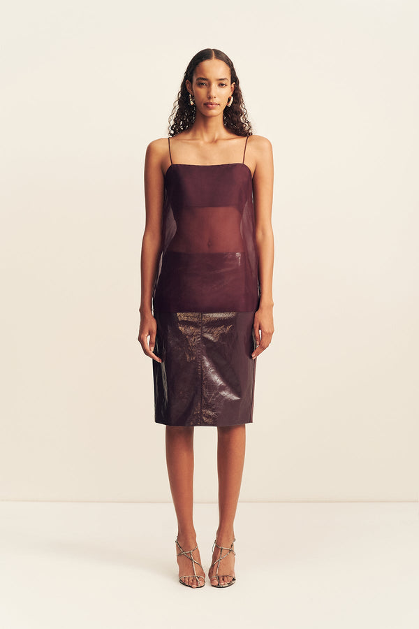 LILOU PATENT MIDI SKIRT - PORT ROYALE