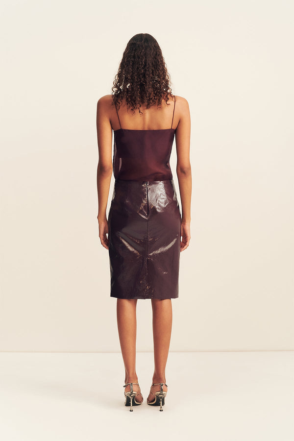 LILOU PATENT MIDI SKIRT - PORT ROYALE