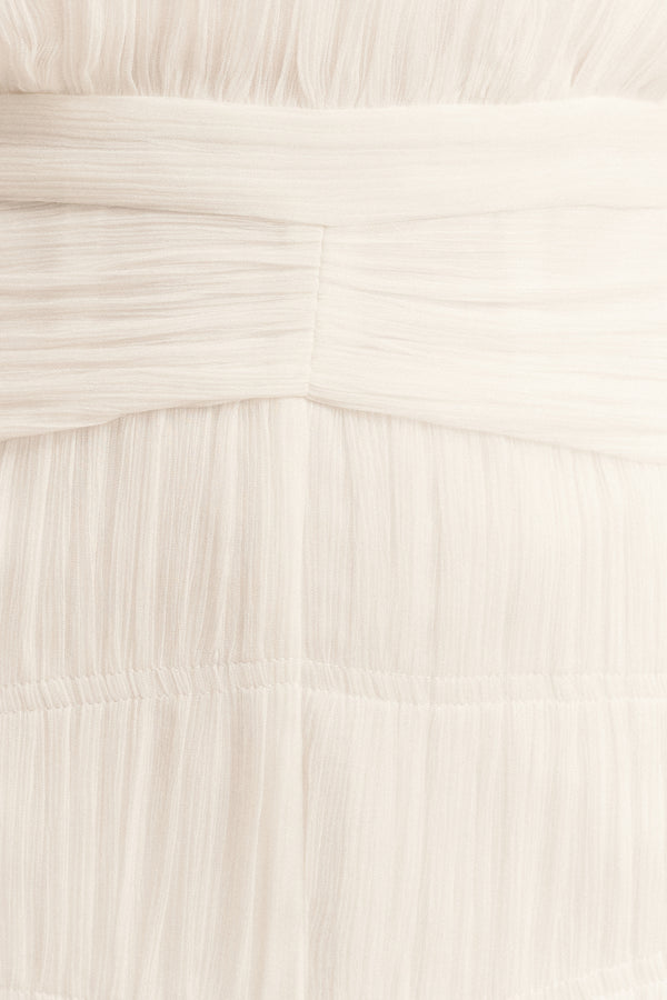 CLEMENCE SLEEVELESS RUCHED MINI DRESS - IVORY_SW