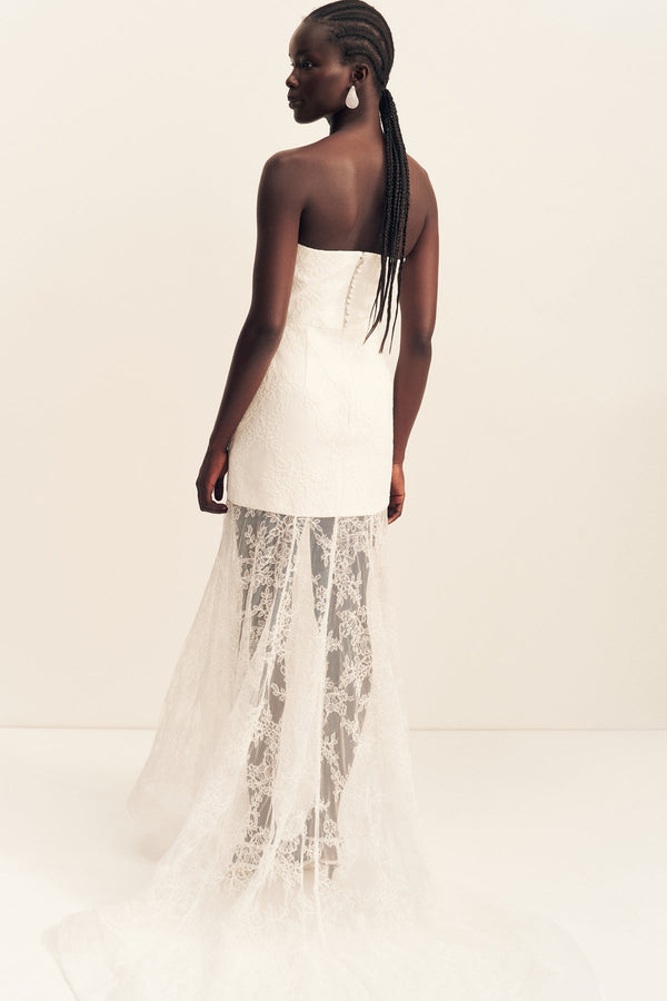 ELYSIAN HAND CRAFTED STRAPLESS LACE GOWN