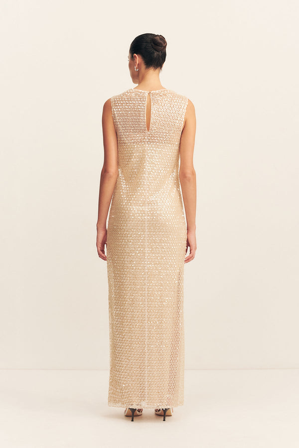 EVERLY HIGH NECK SLEEVELESS MAXI DRESS - MACADAMIA