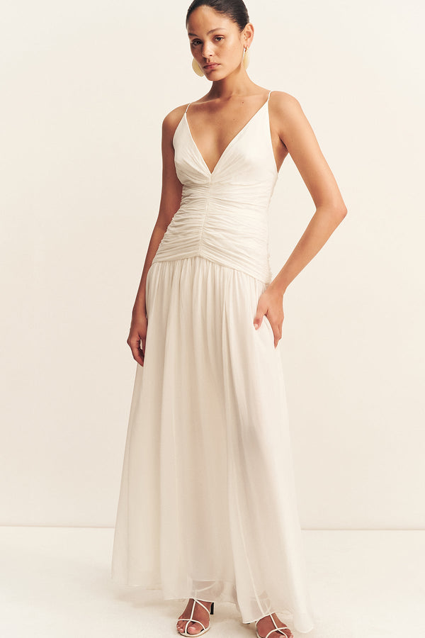 Shona Joy - Juno Gathered Bodice Maxi Dress - Ivory - Bridesmaids Dress Shona Joy - Juno Gathered Bodice Maxi Dress - Ivory - Bridesmaids Dress