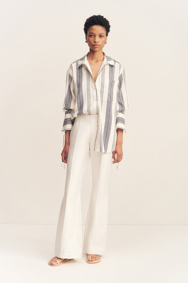 HARLOW OVERSIZED SHIRT - IVORY/ NAVY_F