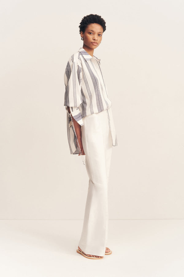 HARLOW OVERSIZED SHIRT - IVORY/ NAVY_A