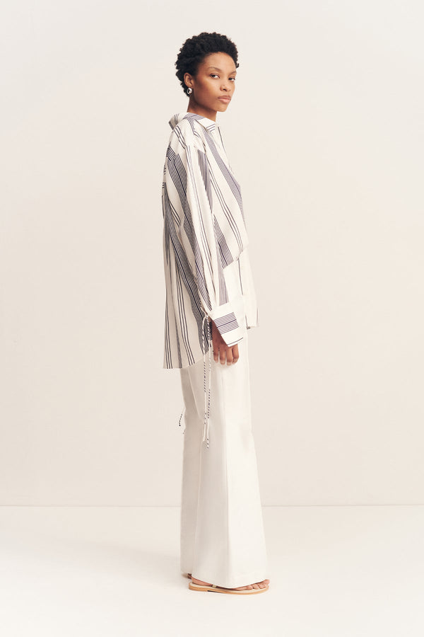 HARLOW OVERSIZED SHIRT - IVORY/ NAVY_S
