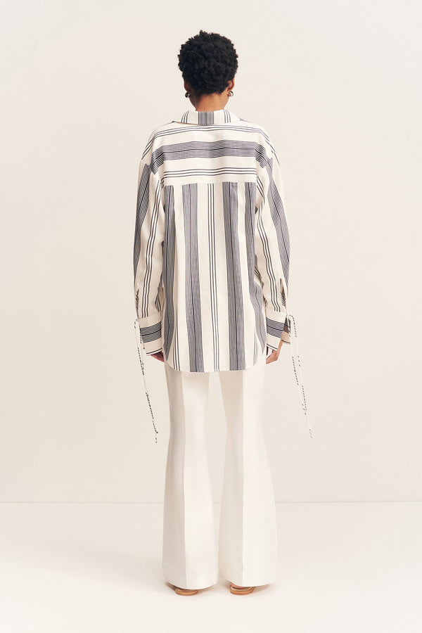 HARLOW OVERSIZED SHIRT - IVORY/ NAVY_B