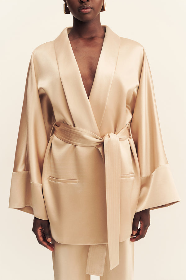 SAVANNA BELTED JACKET - CHAMPAGNE