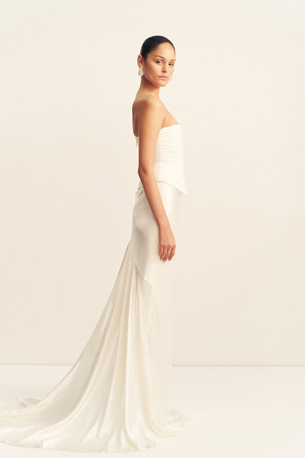 LA LUNE HIGH WAIST MAXI SKIRT - WHITE