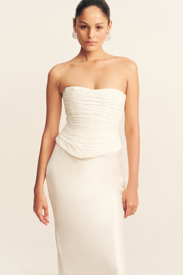 LA LUNE HIGH WAIST MAXI SKIRT - WHITE