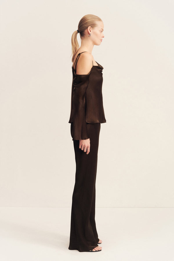 LA LUNE ASYMMETRICAL LONG SLEEVE TOP - BLACK_S