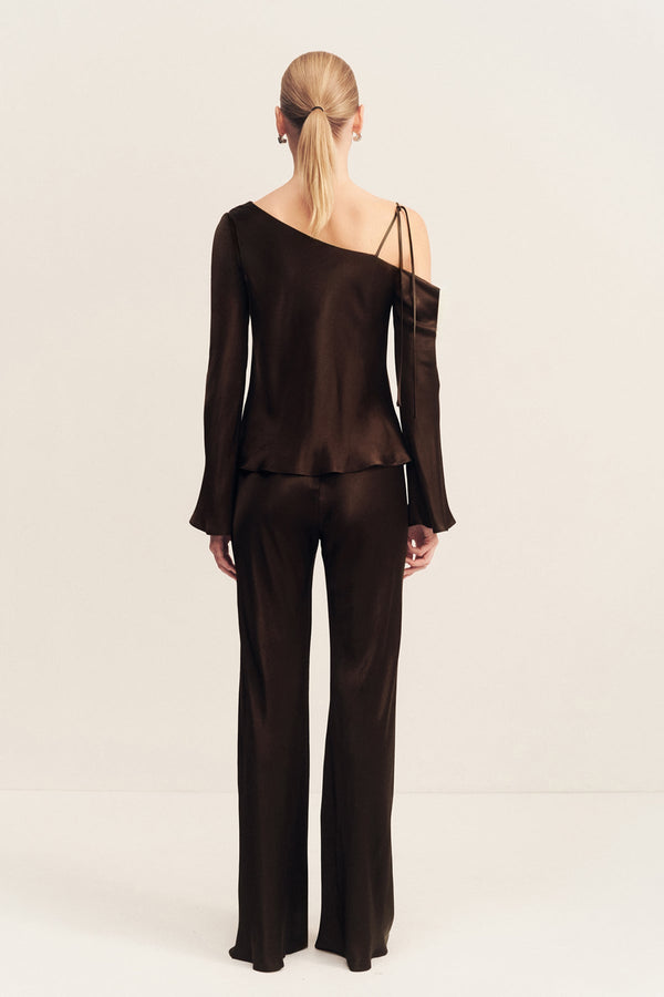 La Lune Asymmetrical Long Sleeve Top Black Tops Shona Joy