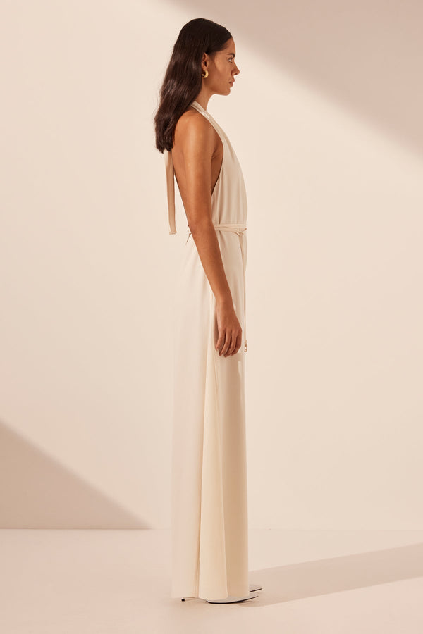 ILIAD HALTER NECK OPEN BACK JUMPSUIT - RICE_S