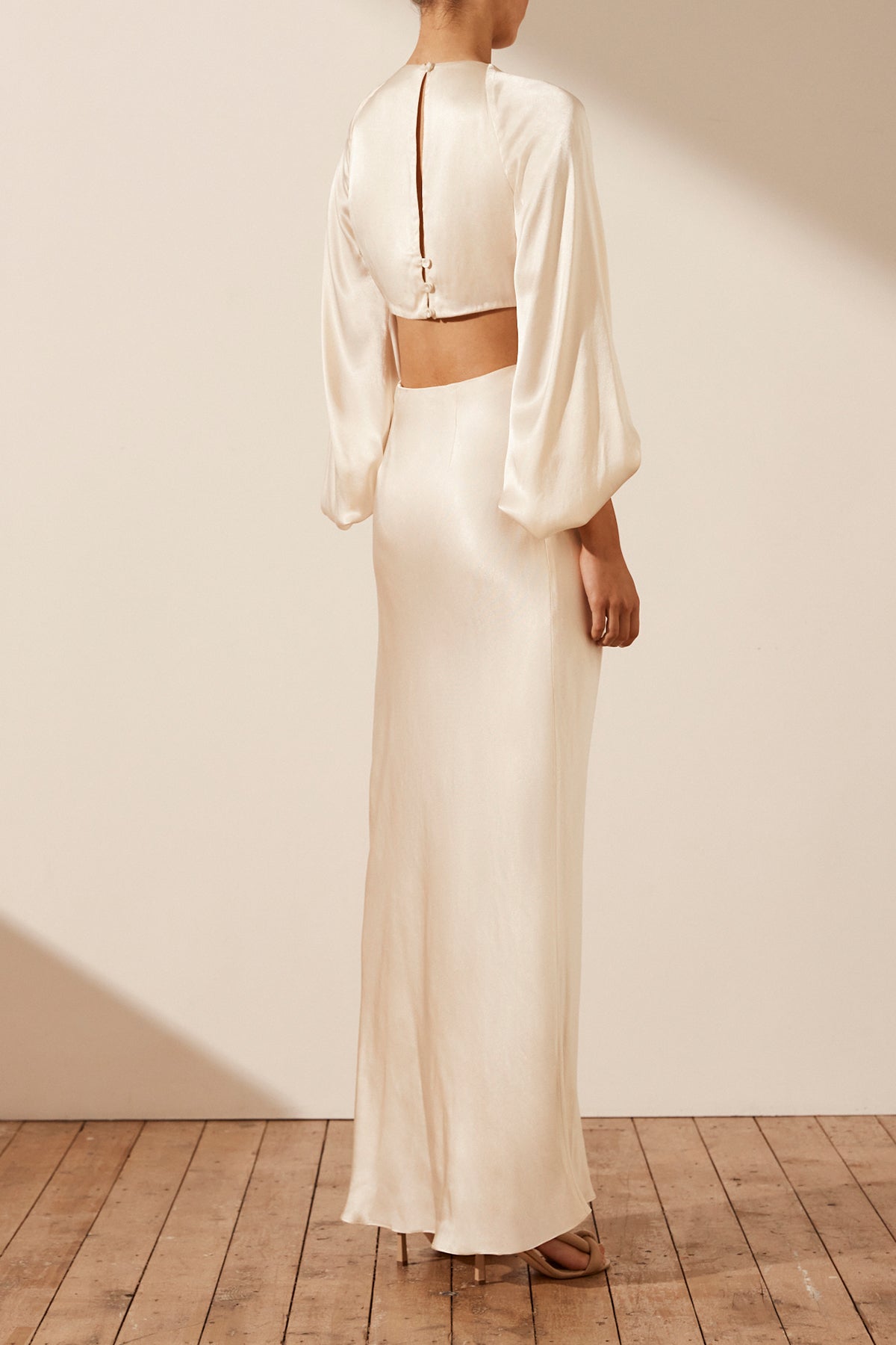 La Lune Twist Front Cut Out Maxi Dress | Cream | Dresses | Shona Joy