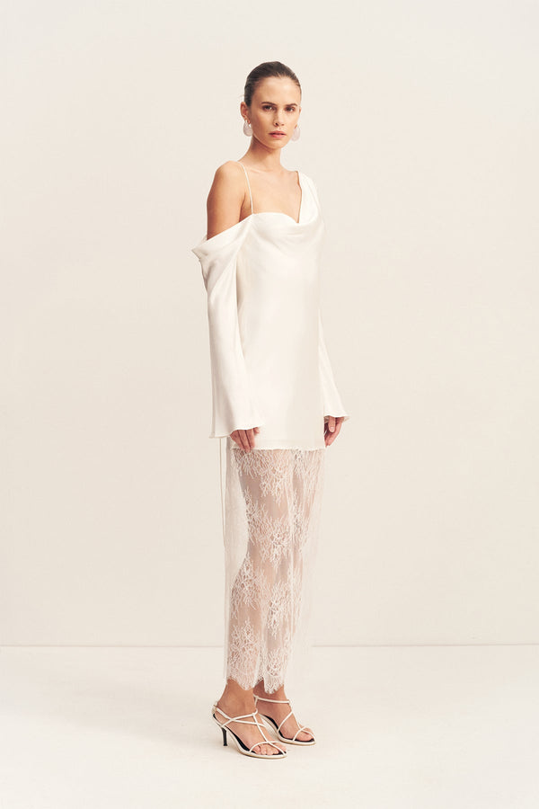 ivory maxi dress with sleeves Shona Joy - Labyrinth Lace Long Sleeve Maxi Dress - Ivory