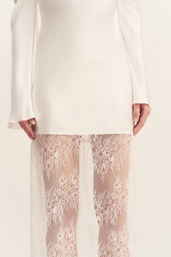LABYRINTH LACE LONG SLEEVE MAXI DRESS - IVORY