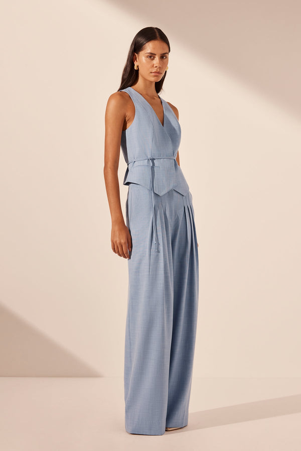 ASHER BELTED VEST - CHAMBRAY BLUE_A