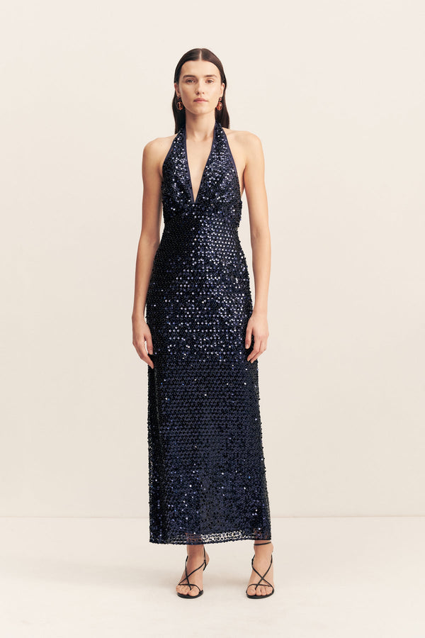 EVERLY PLUNGED HALTER MAXI DRESS - MOONLIGHT_F