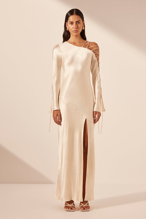 NORA LACE DETAIL MAXI DRESS - CREAM_F