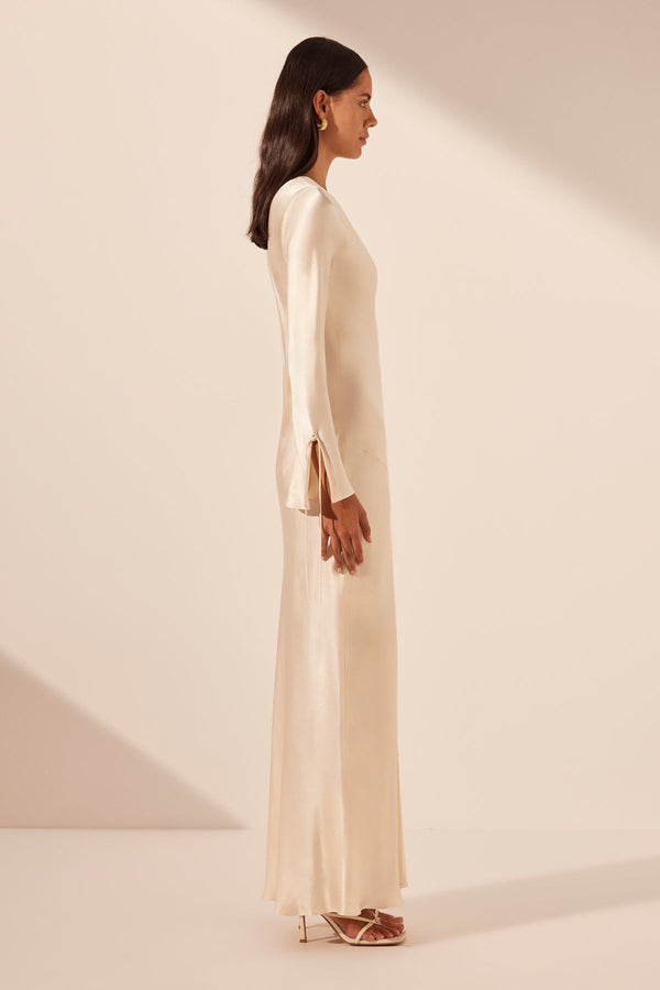 NORA LACE DETAIL MAXI DRESS - CREAM_S