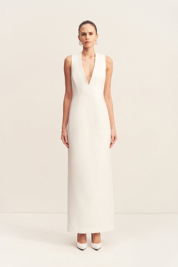 Shona Joy - Otis Plunged Fitted Maxi Dress - Ivory - Bridesmaids Dress Shona Joy - Otis Plunged Fitted Maxi Dress - Ivory - Bridesmaids Dress