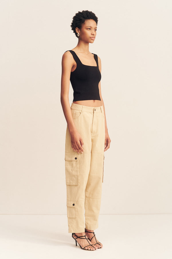 ARIANA CARGO TAPERED PANT - SAND_A