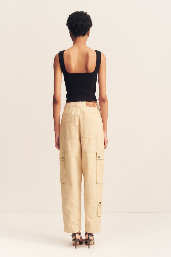 ARIANA CARGO TAPERED PANT - SAND_B