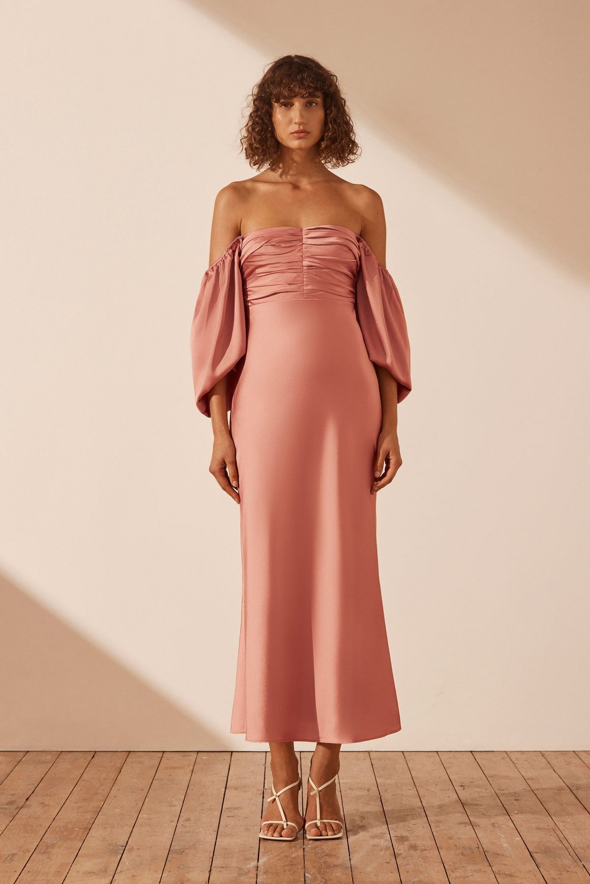 Luxe Strapless Ruched Bodice Midi Dress | Onyx | Dresses | Shona Joy
