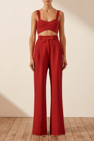 COLLUSION super high waisted wide leg tailored pants in red