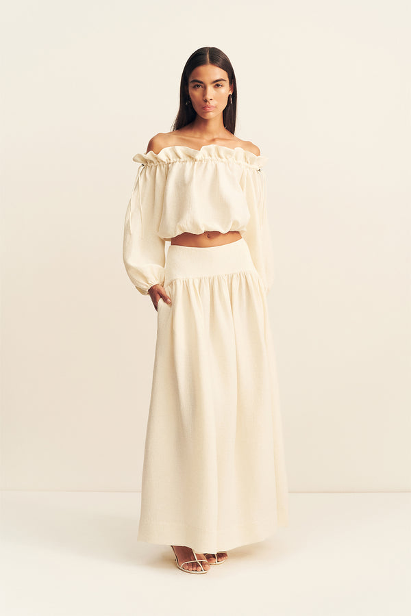 JASPER LINEN BLEND MAXI SKIRT - RESIN