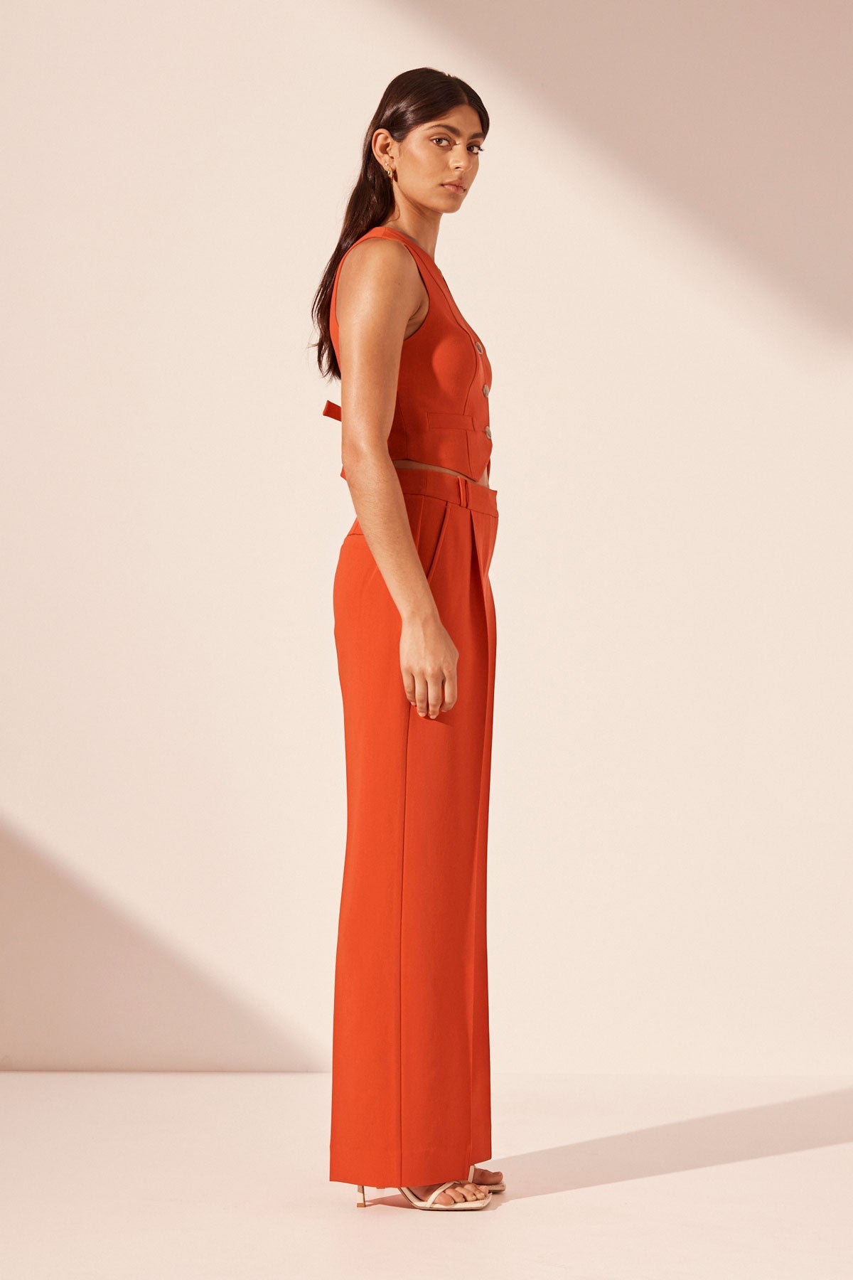 IRENA TAILORED FITTED VEST | HIBISCUS | TOPS | SHONA JOY – Shona