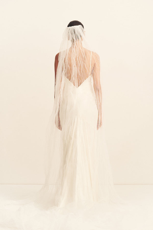 HALO PLEATED VEIL - IVORY