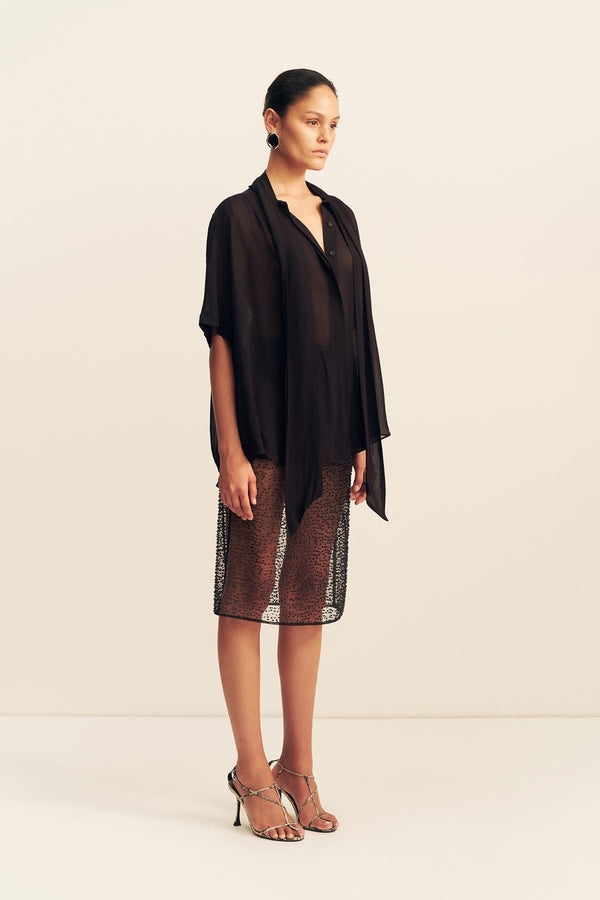 JUNO SCARF SHIRT - BLACK