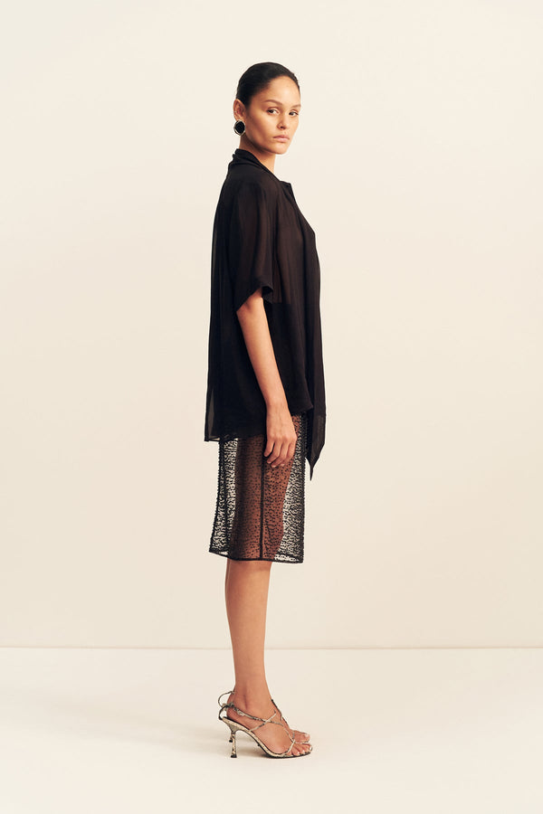 JUNO SCARF SHIRT - BLACK